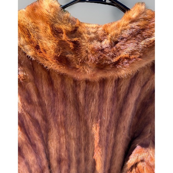 Vintage 1950s Mink Fur Coat Chestnut Lined Unbranded Mob Wife aesthetic FLAWS - Picture 5 of 12